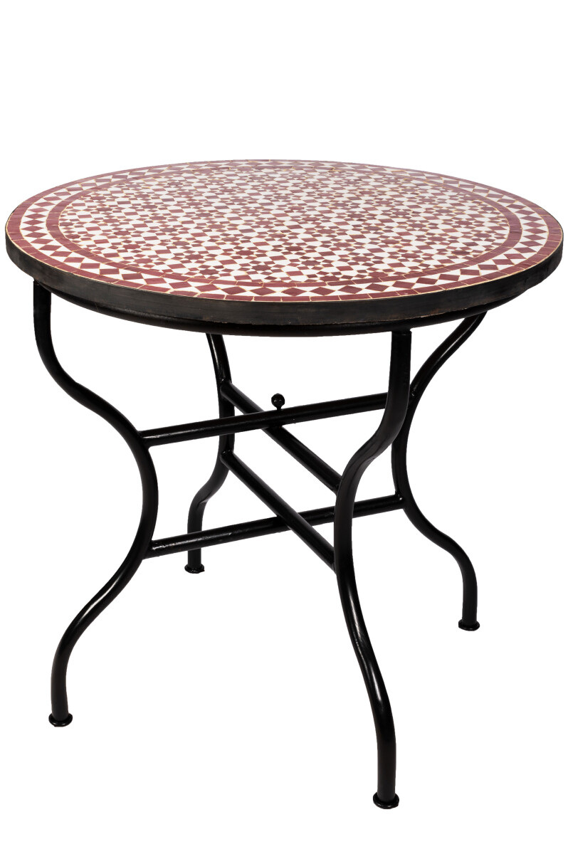 Marokkaanse mozaïektafel Albaicin Bordeaux Wit 100 cm |