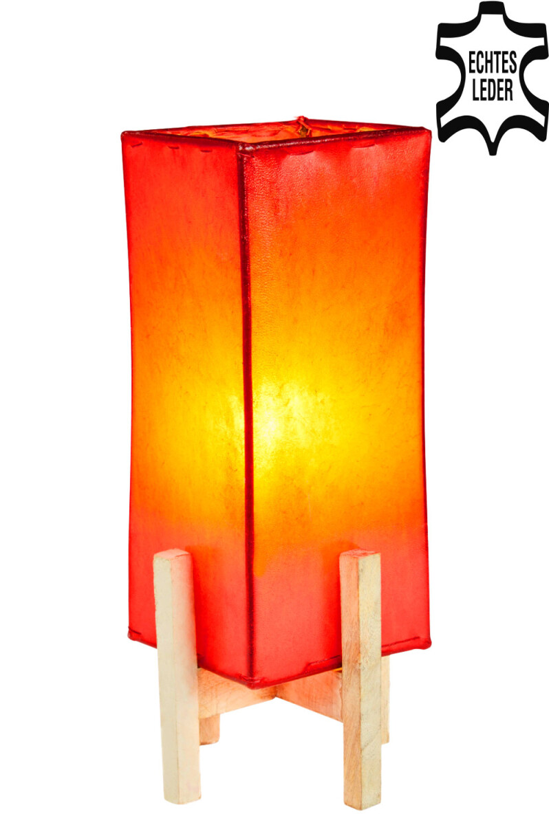 Lederen tafellamp Janka, rood met wit fr box