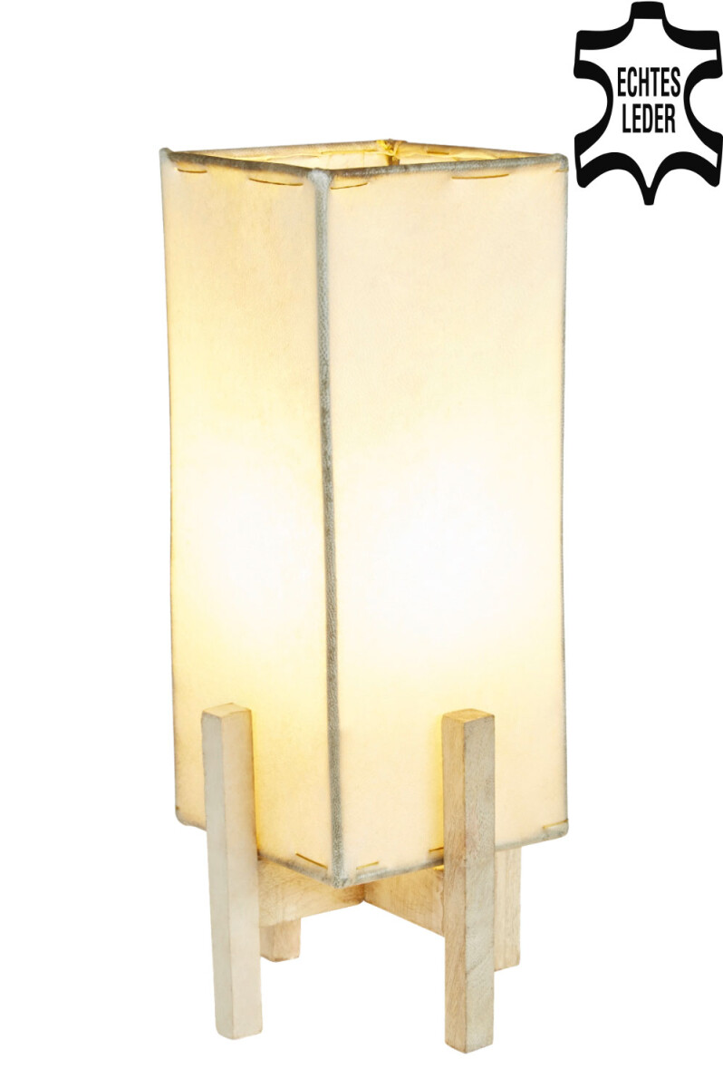 Leren tafellamp Janka Natur met wit fram box