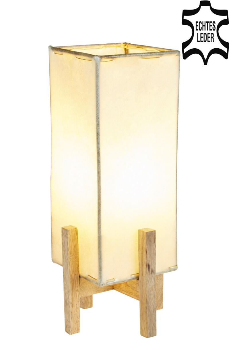 Leren tafellamp Janka Natur met bruin fr box