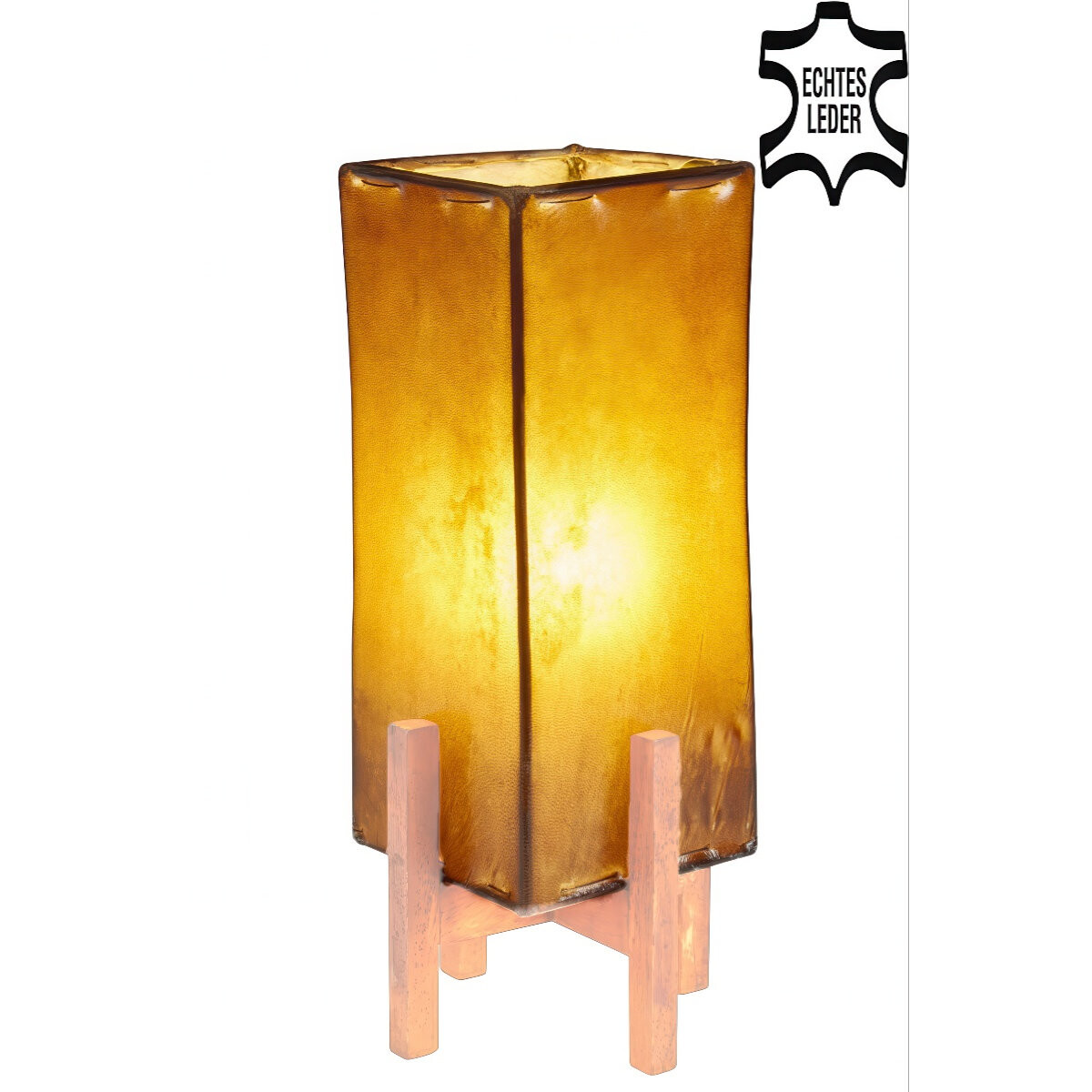 Leren tafellamp Janka bruin met bruin fr box