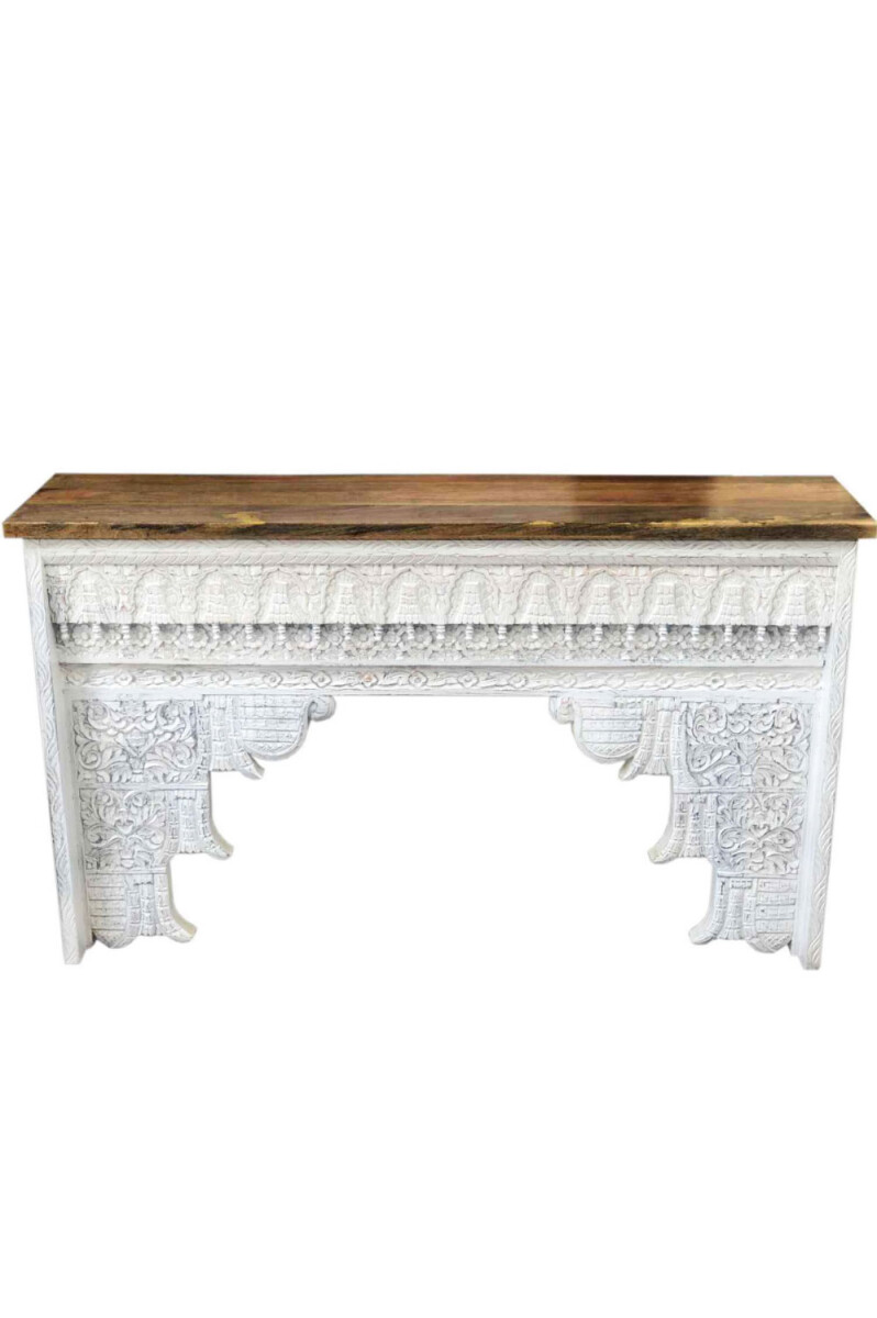 Oosterse houten consoletafel Hadidza Wit 150 cm