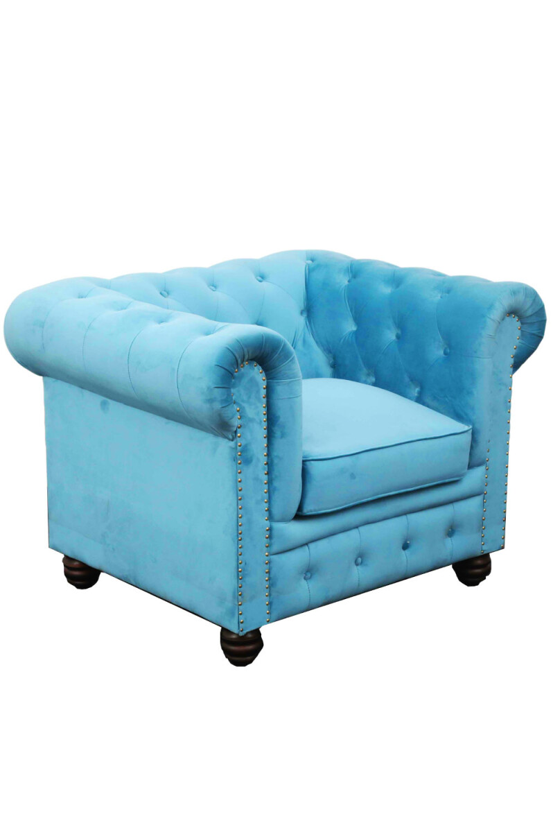 Chesterfield-fluwelen fauteuil en bank Toptop Blauw
