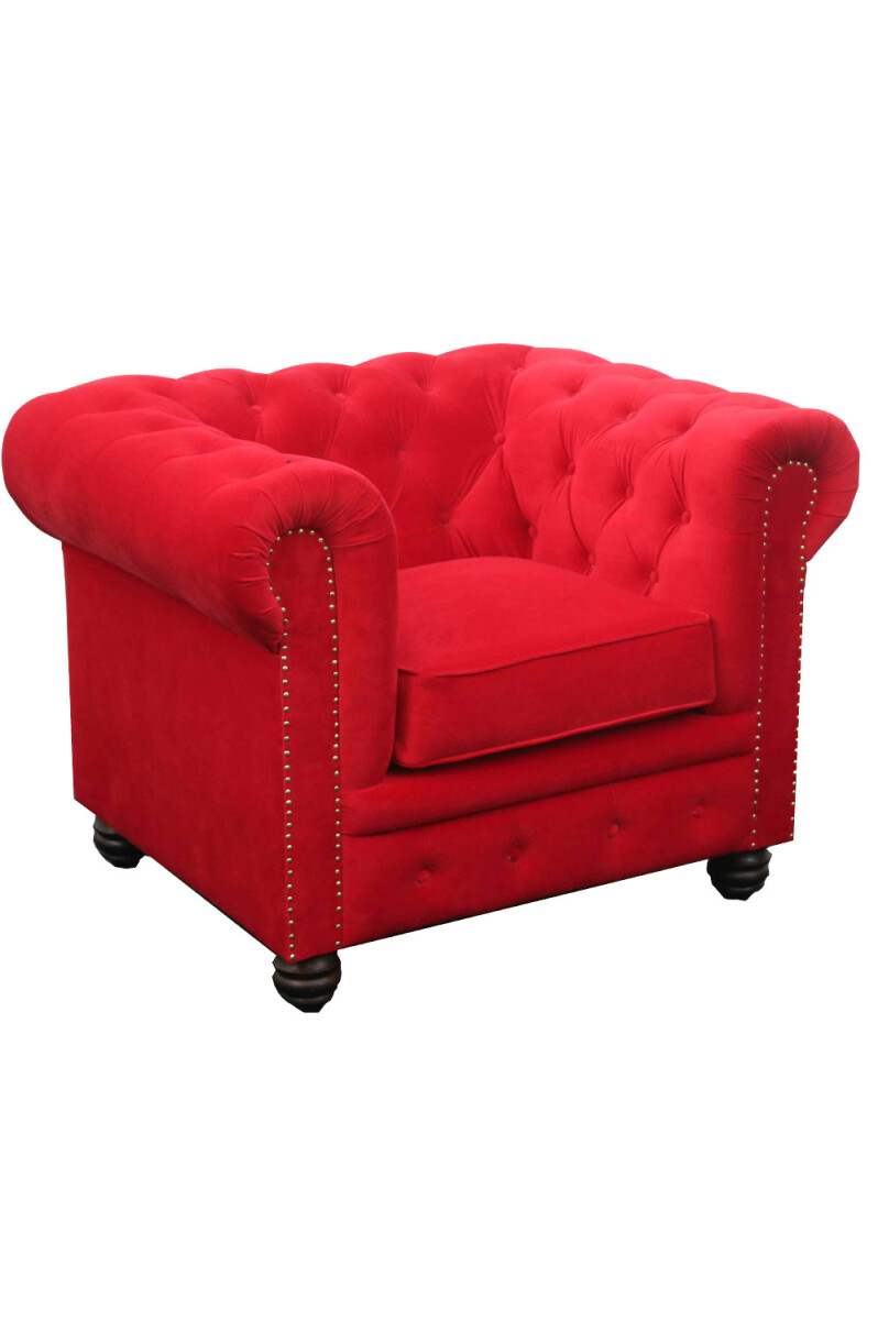 Chesterfield-fluwelen fauteuil en bank Toptop rood