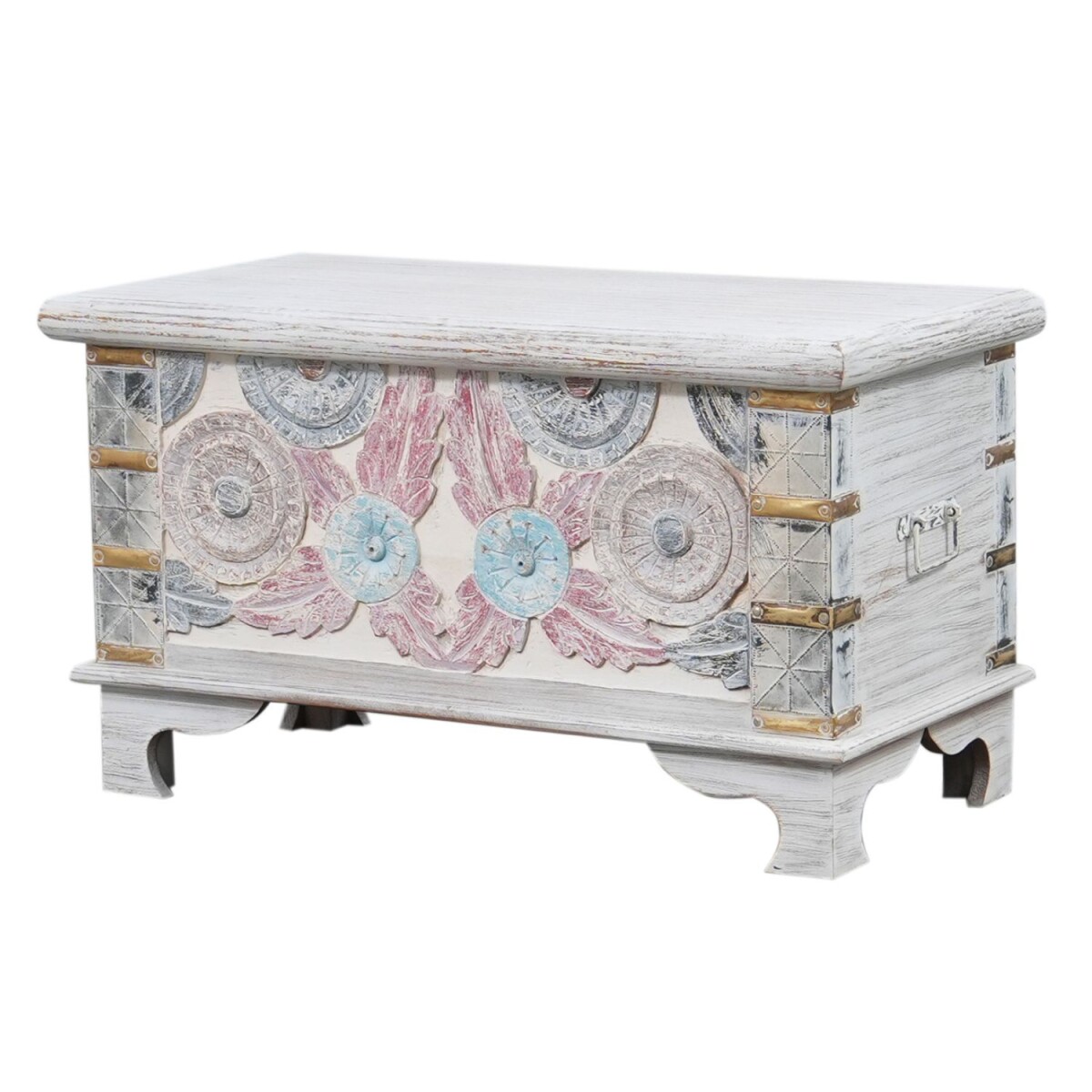 Houten Diala-bank in boho-vintagestijl | box