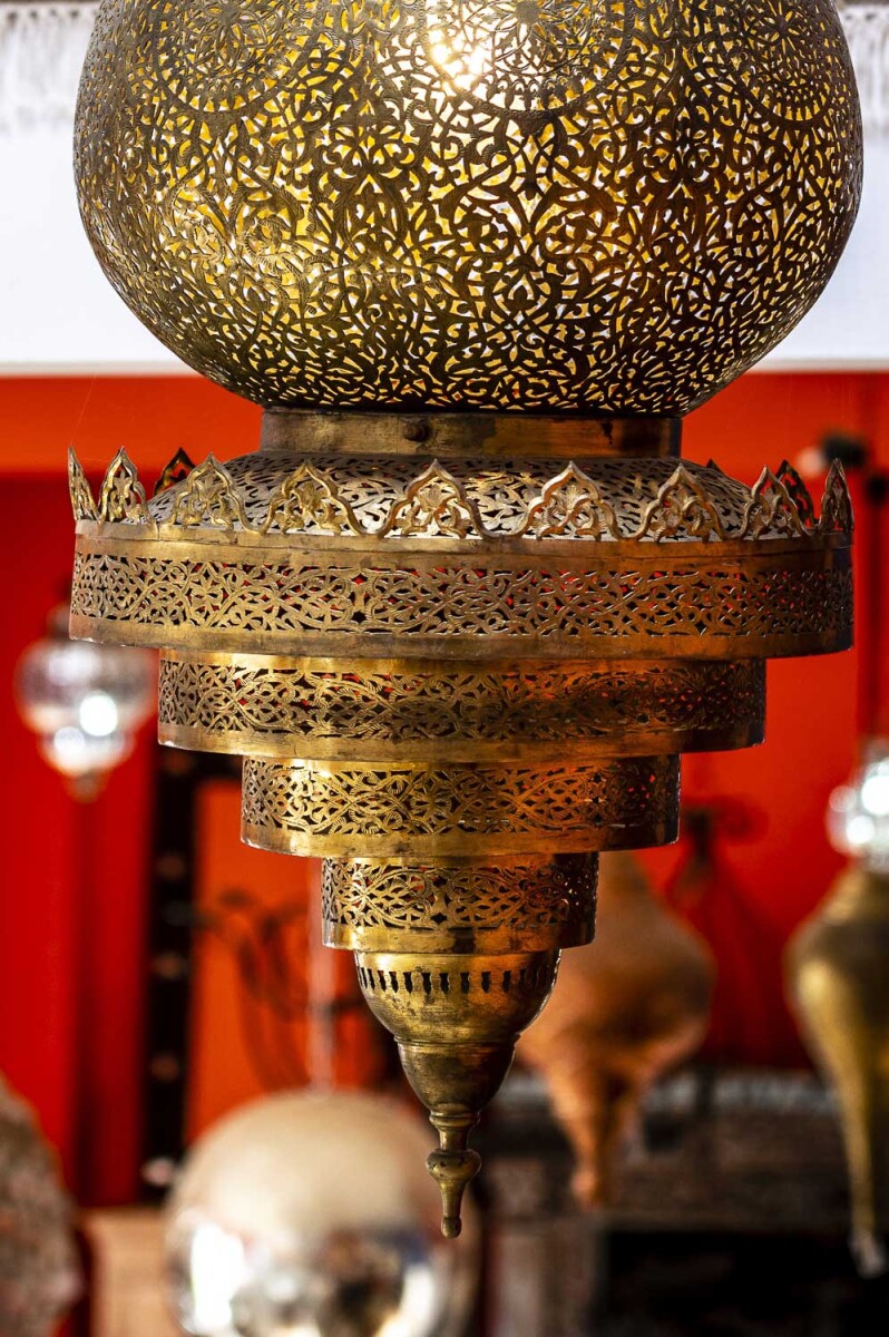 Marokkaanse messing plafondlamp Saud box
