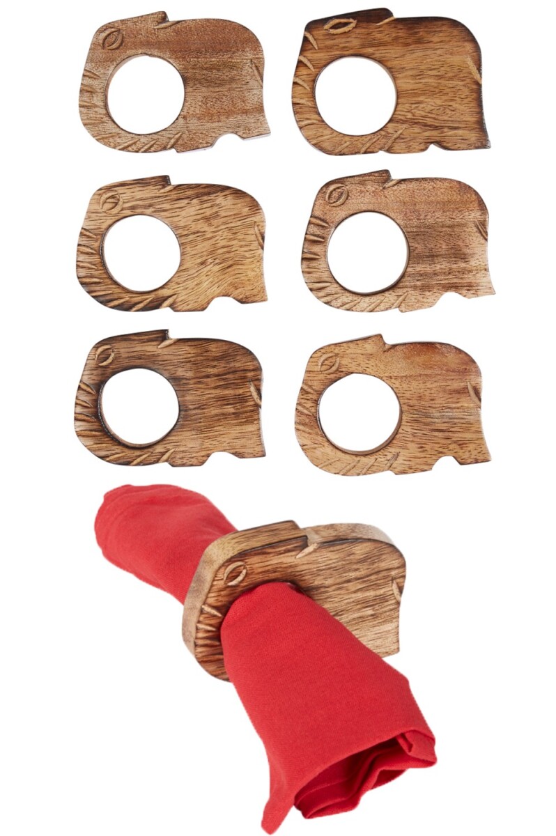 Set van 6 servetringen, houten servethou box