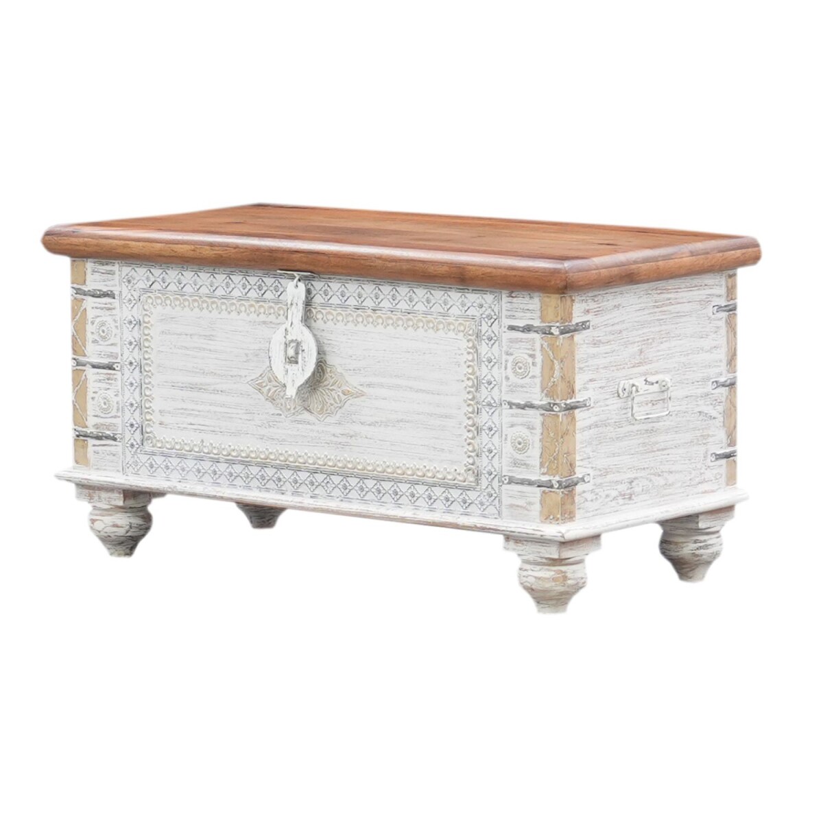 Bashira-kist van massief hout, boho-vint box