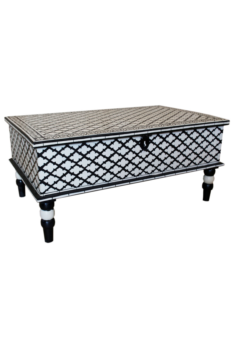 Marokkaanse salontafel Dinara 100 cm wit-zwart