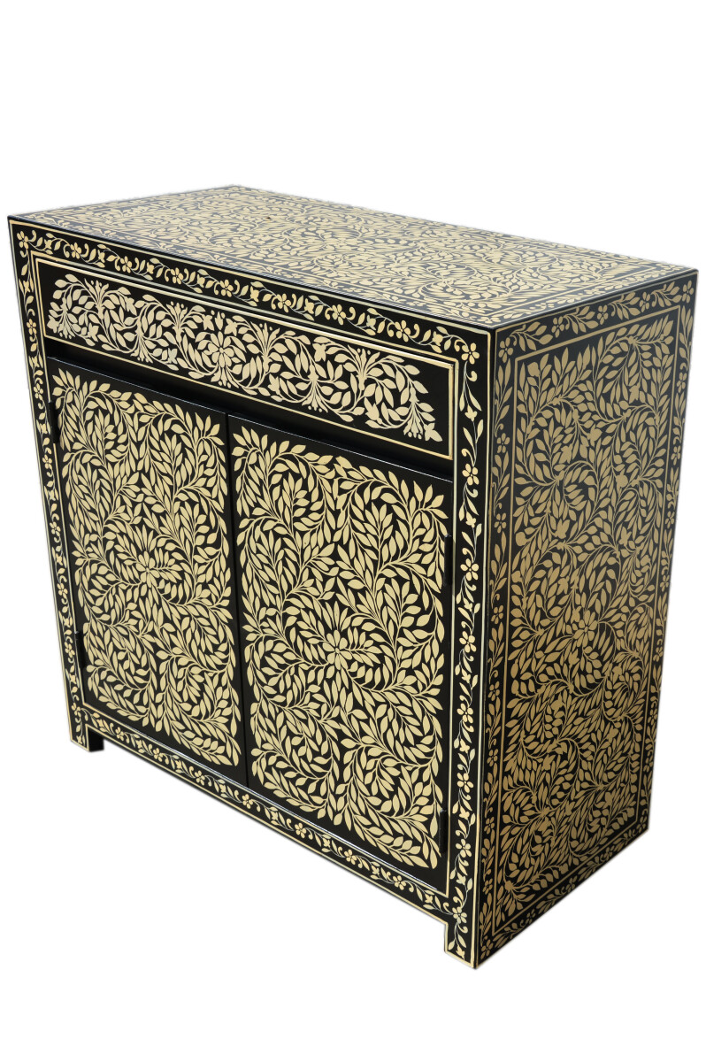 Commode/dressoir Abubakr 90 cm zwart-wit box