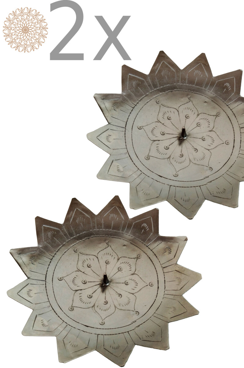 Set van 2 oosterse kandelaars, zilver, J box