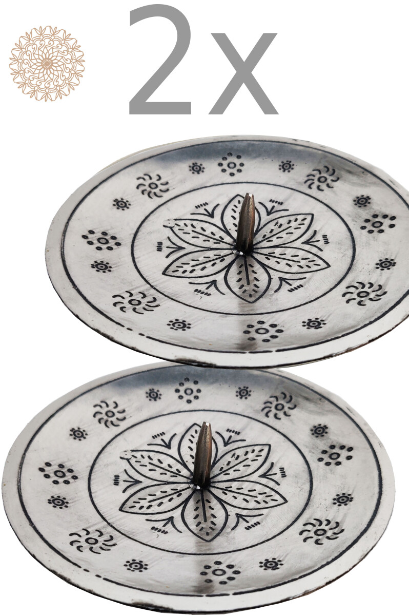 Set van 2 oosterse kandelaars, zilver, J box