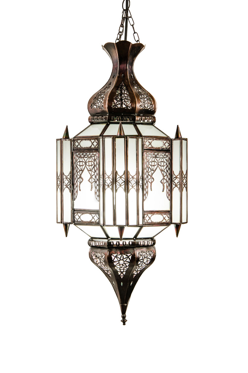 Hanglamp Aariz Wit 60 cm | Oosterse lamp van glas en metaal
