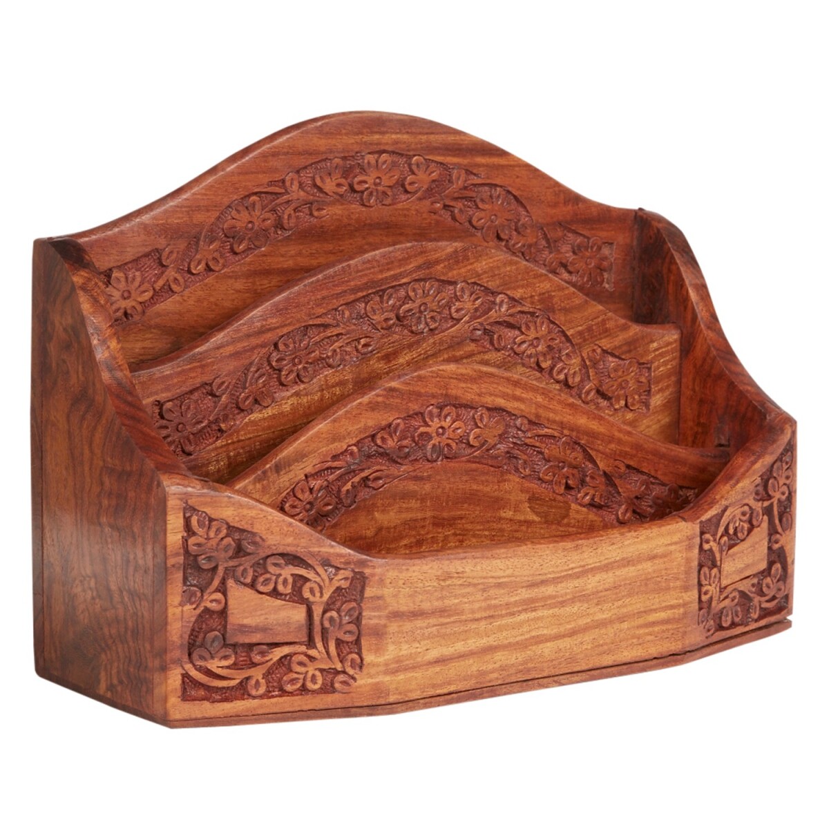 Brievenbak Qabel van mangohout H 18 cm & box