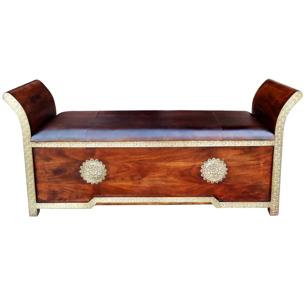 Oosterse bank van massief hout Moha 2 box