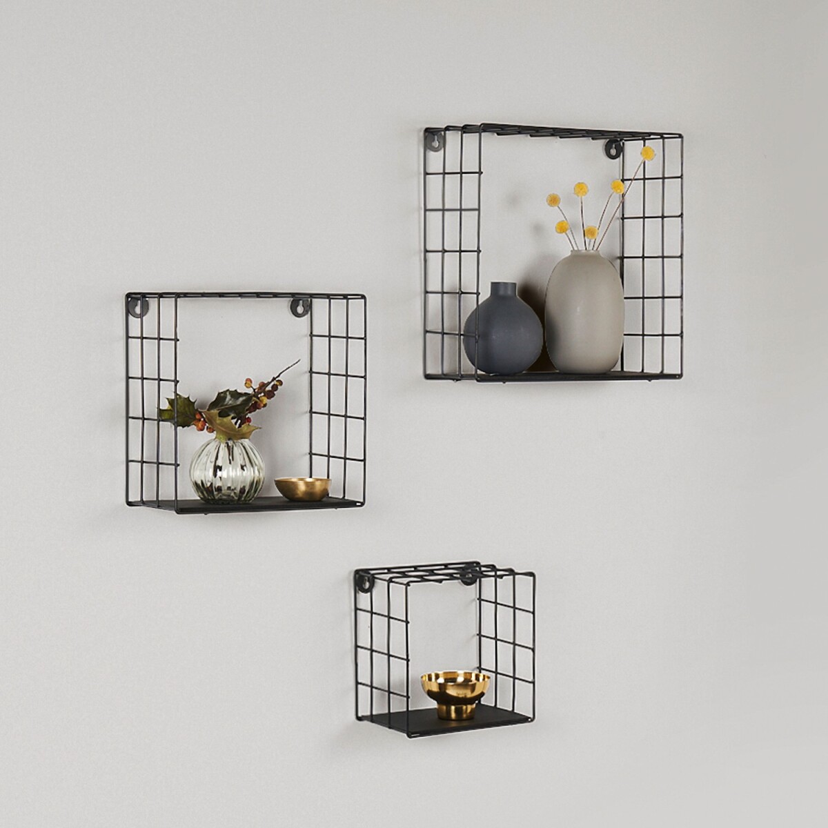 Set van 3 metalen wandplanken Sidney box