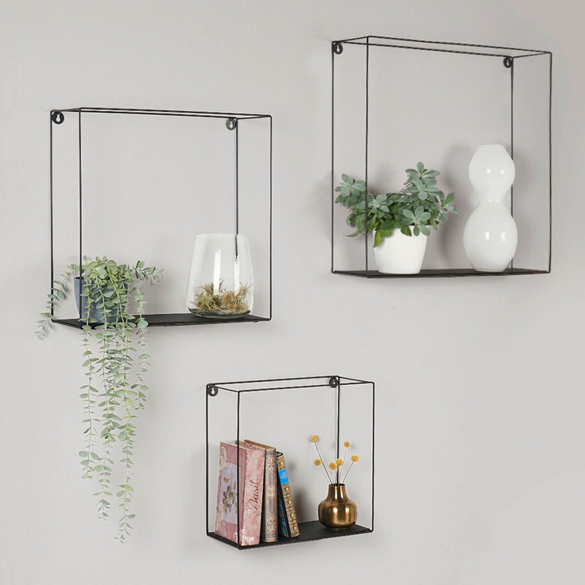 Set van 3 metalen wandplanken Boston box