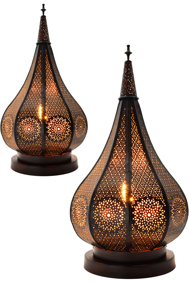 Set van 2 oosterse tafellampen Kais, zwa box