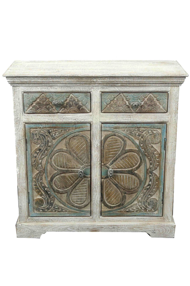 Vintage dressoir met houtsnijwerk, Blel box