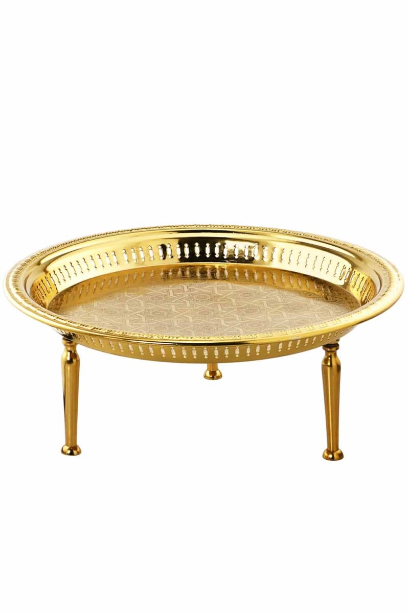 Orientalisches Tablett Atay handgefertigt aus Metall in Gold