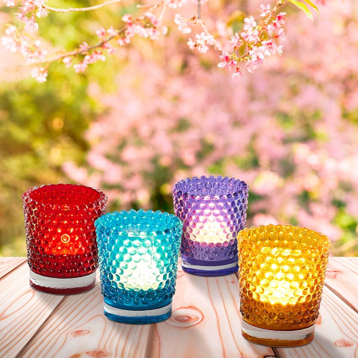 Set van 4 decoratieve theelichtglazen vo box