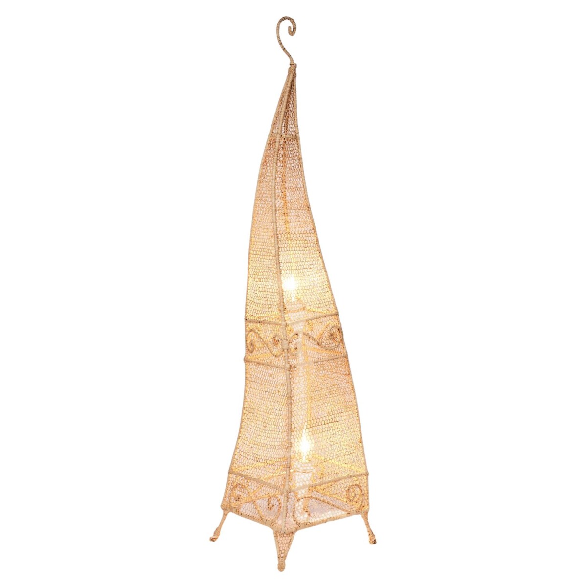 Boho-vloerlamp van raffia, ecru, 100 cm box