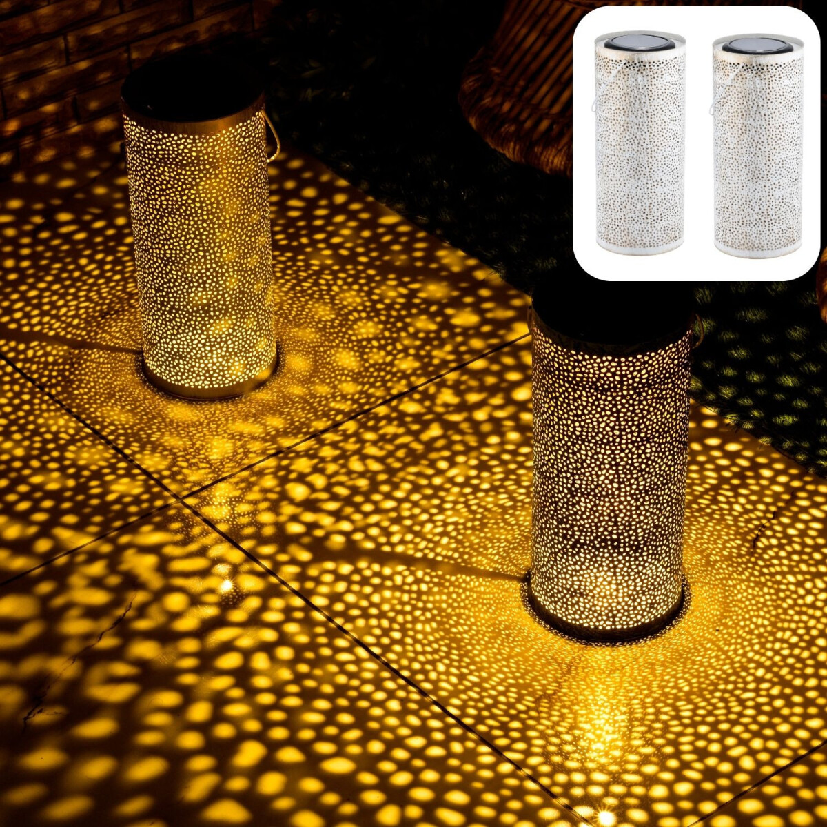 Set van 2 Scandinavische zonne-lantaarns, decoratieve lamp v