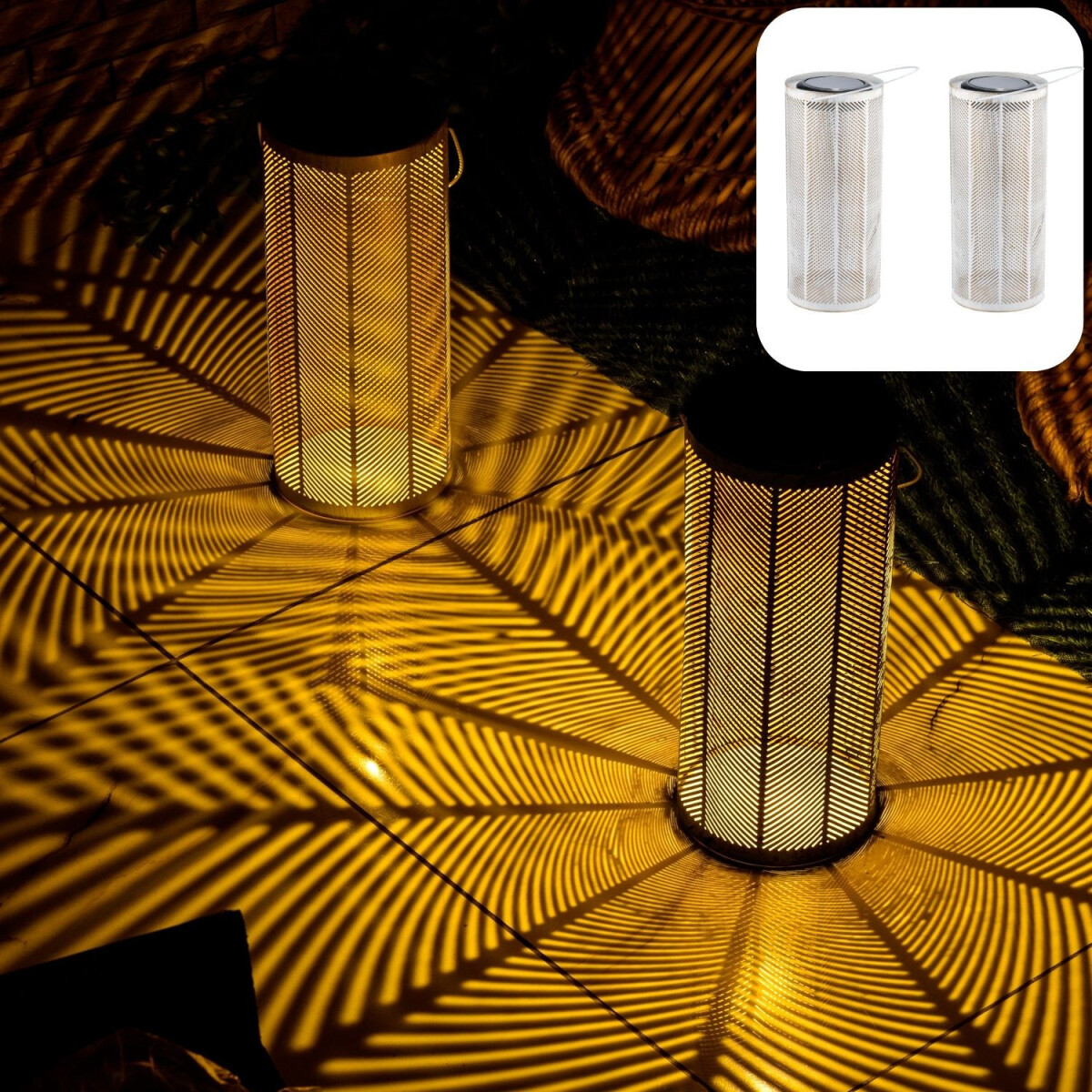 Set van 2 moderne zonne-lantaarns, decoratieve lampen in Sca
