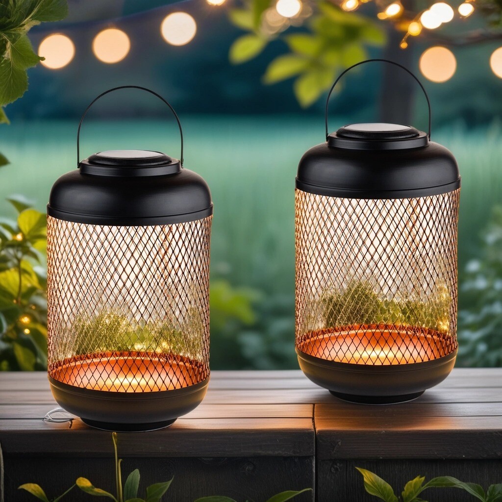Set van 2 moderne zonne-lantaarns, decor box