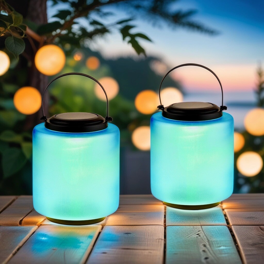 Set van 2 moderne glazen zonne-lantaarns box
