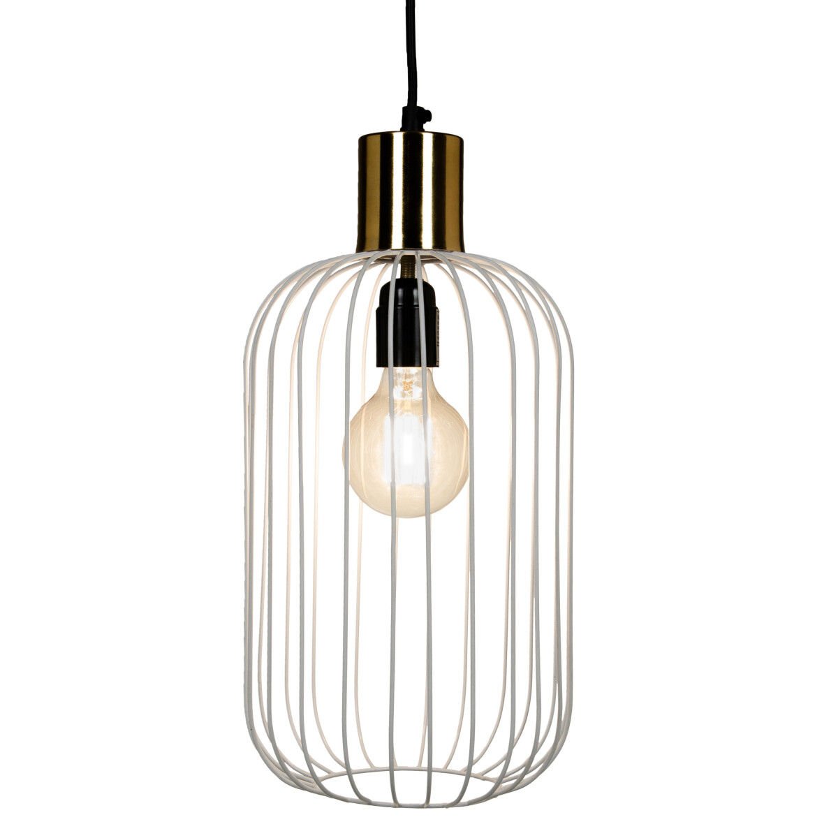 Retro hanglamp Albo wit-goud 39 cm | Handgemaakt & vinta