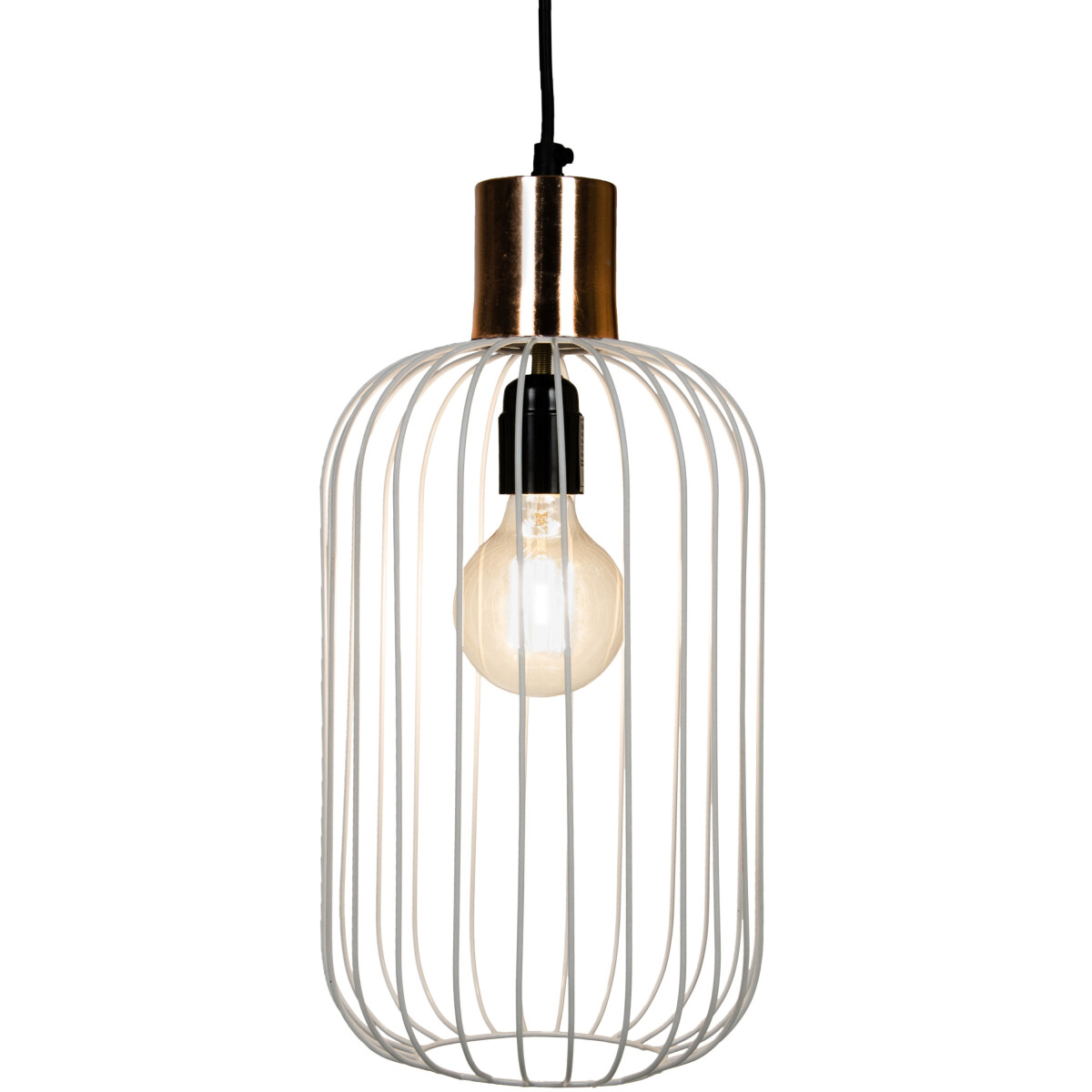 Retro hanglamp Albo wit-koper 39 cm | Handgemaakt & vint