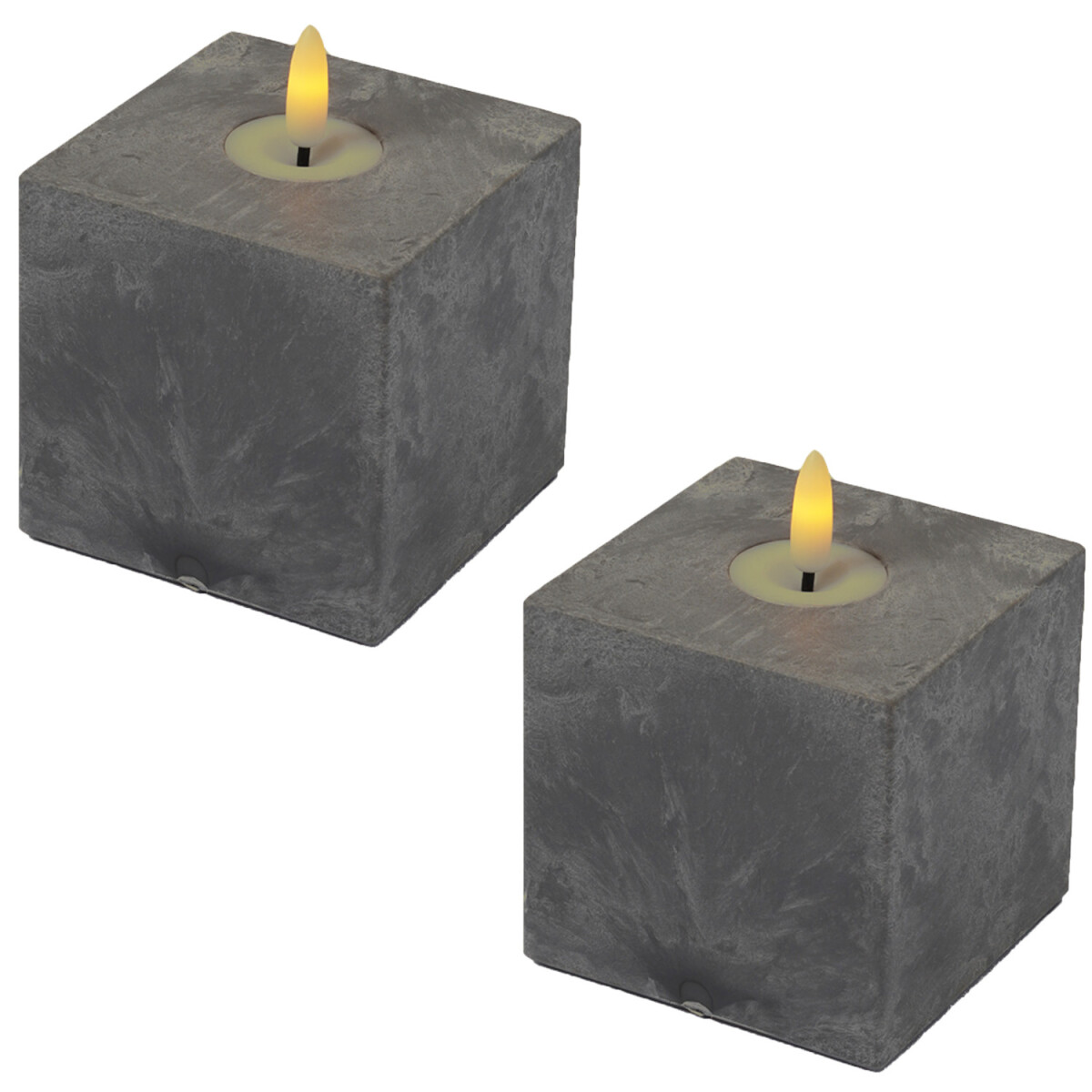 Set van 2 LED-kaarsen in cementlook, Sam box