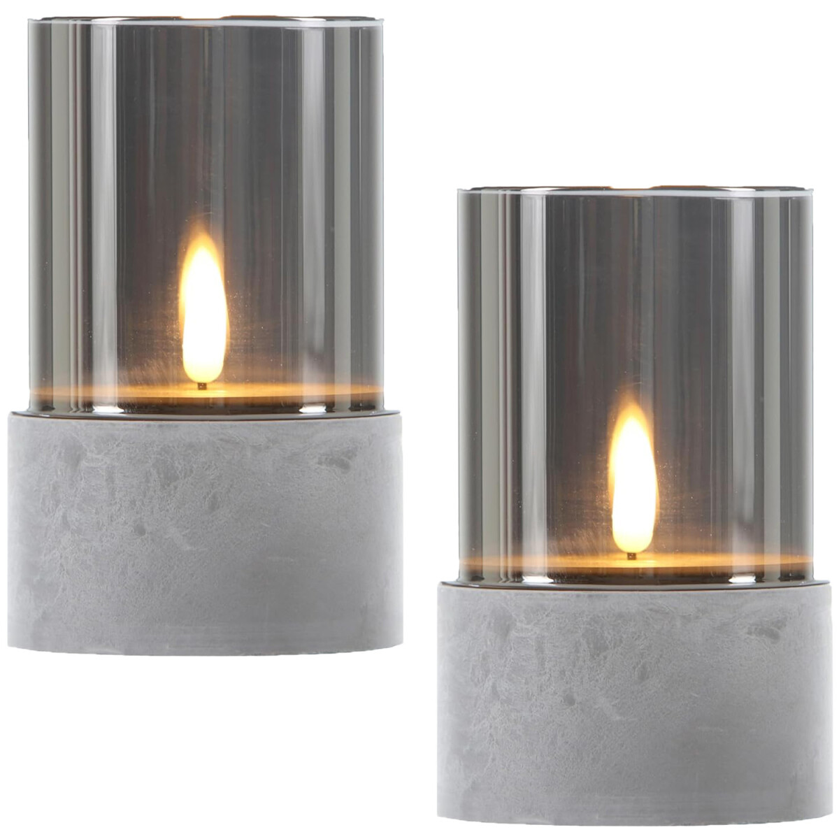 Set van 2 LED-kaarsen in glazen windlich box