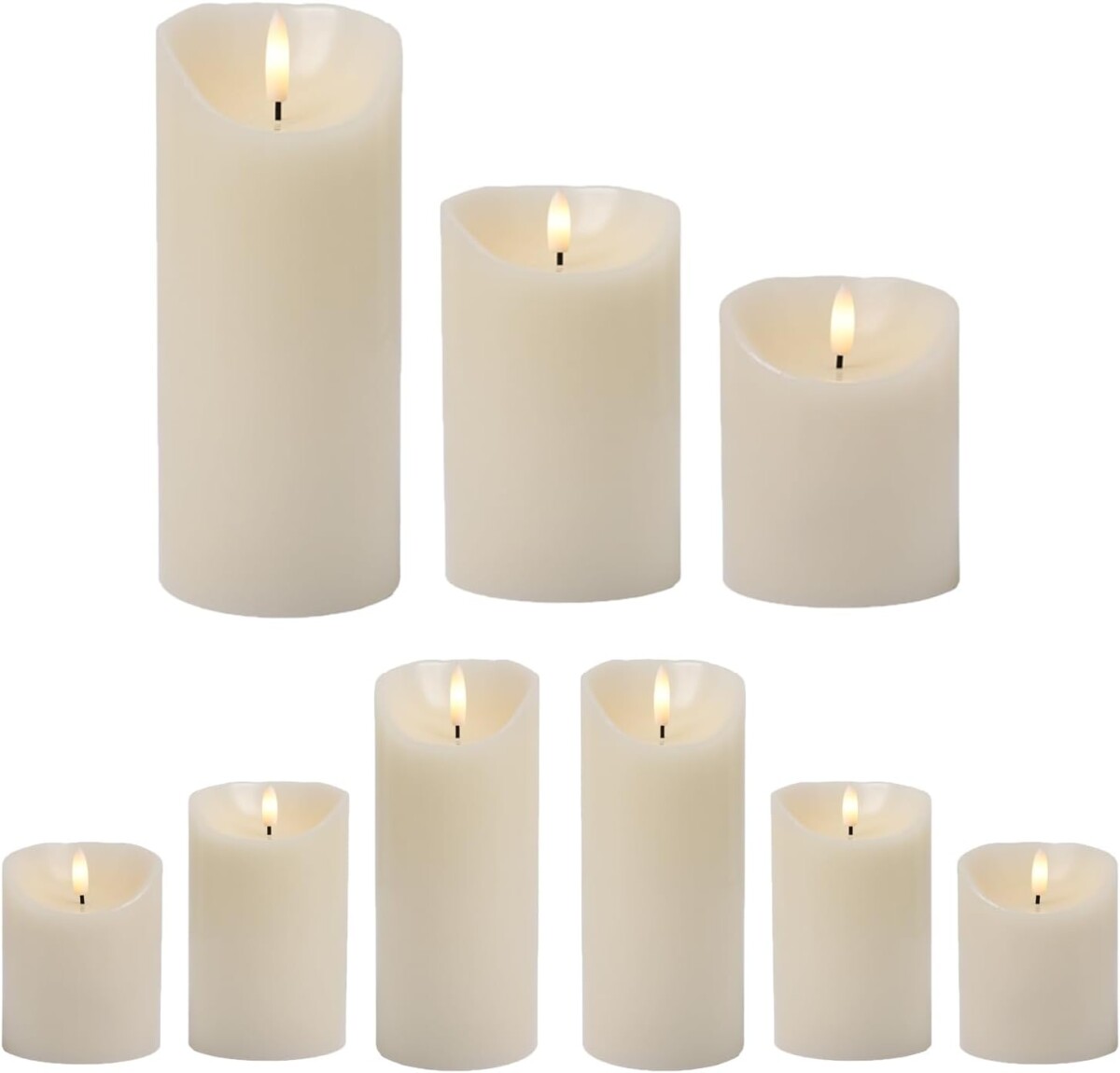Set van 9 LED-kaarsen van echt was (stom box