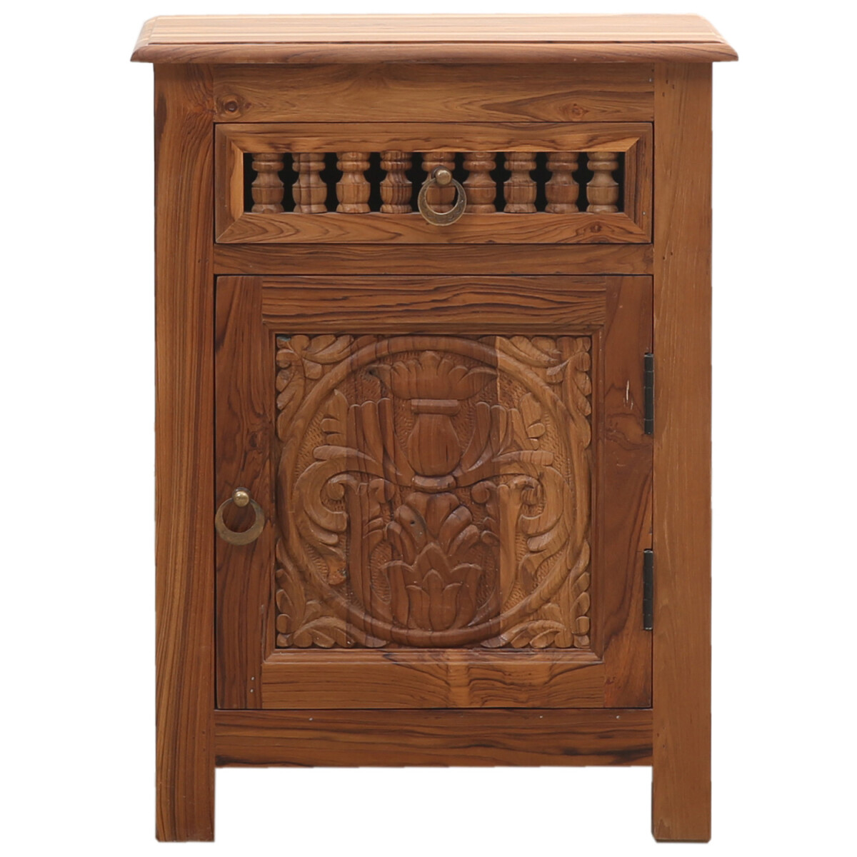 Vintage houten nachtkastje in zandkleur box