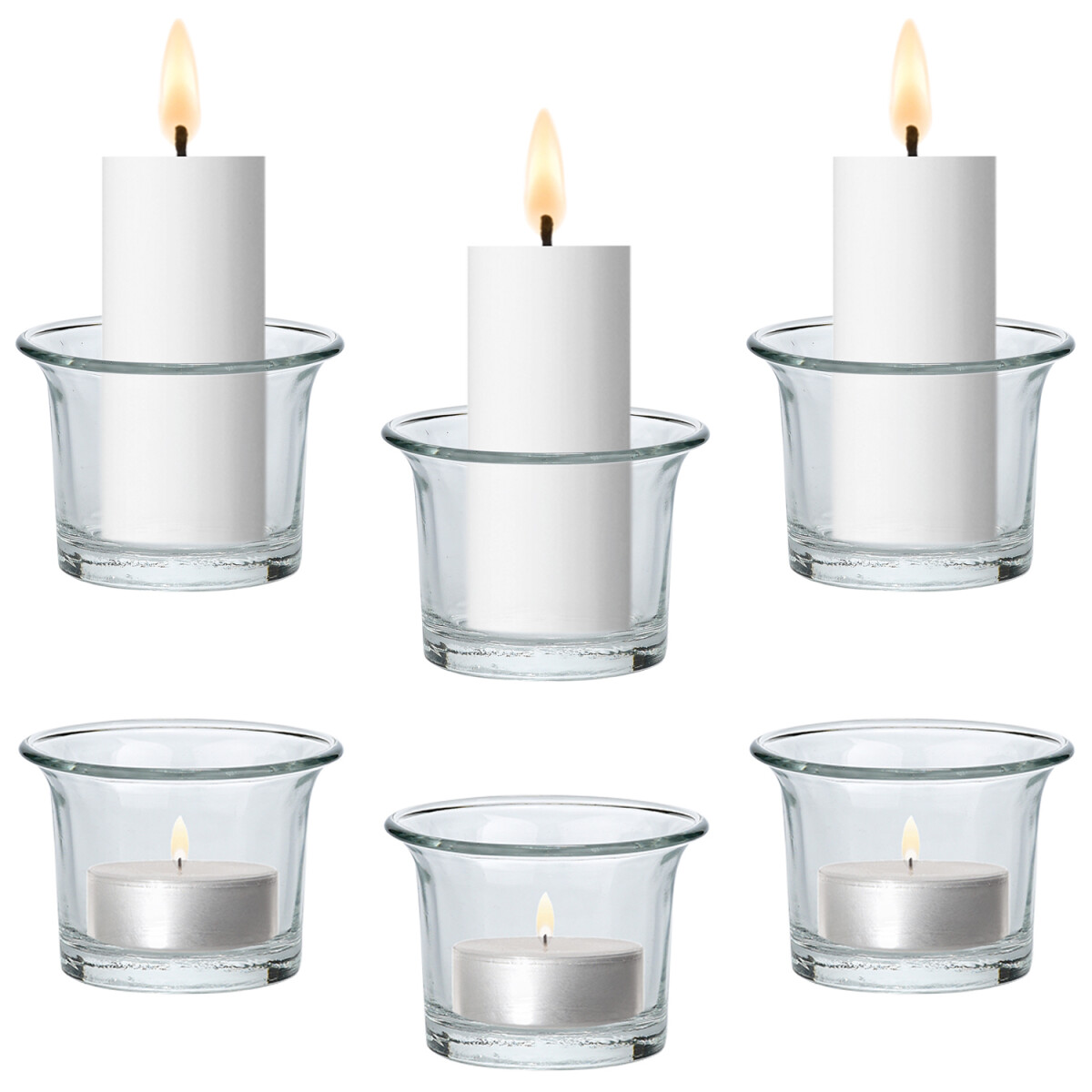Set van 6 theelichtglazen / kaarsglazen Trefor