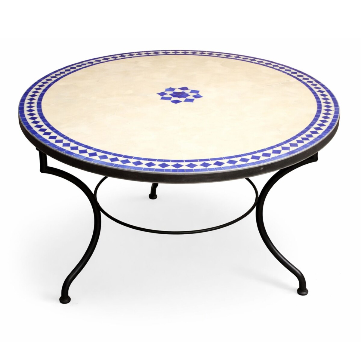 Marokkaanse mozaïektafel Bilbao Beige Blauw 100 cm | Ha