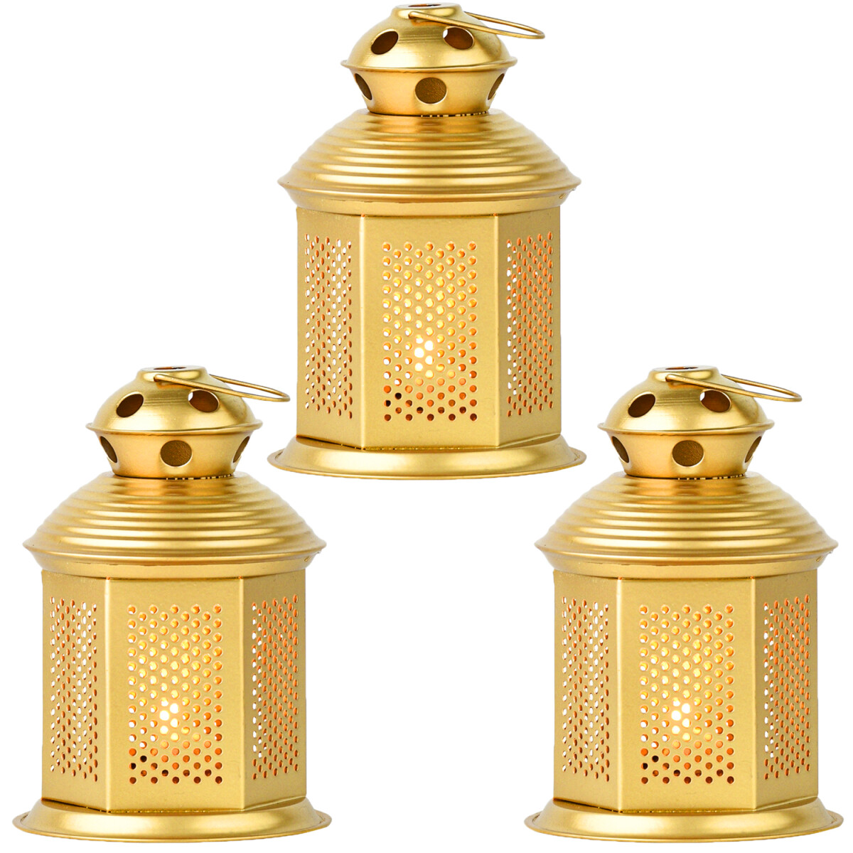 Set van 3 retro lantaarn-theelichthouders Onal 18 cm