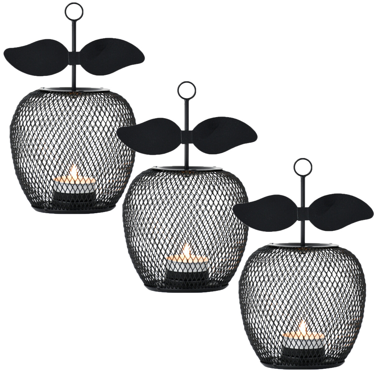 Set van 3 moderne theelichthouders Manza box