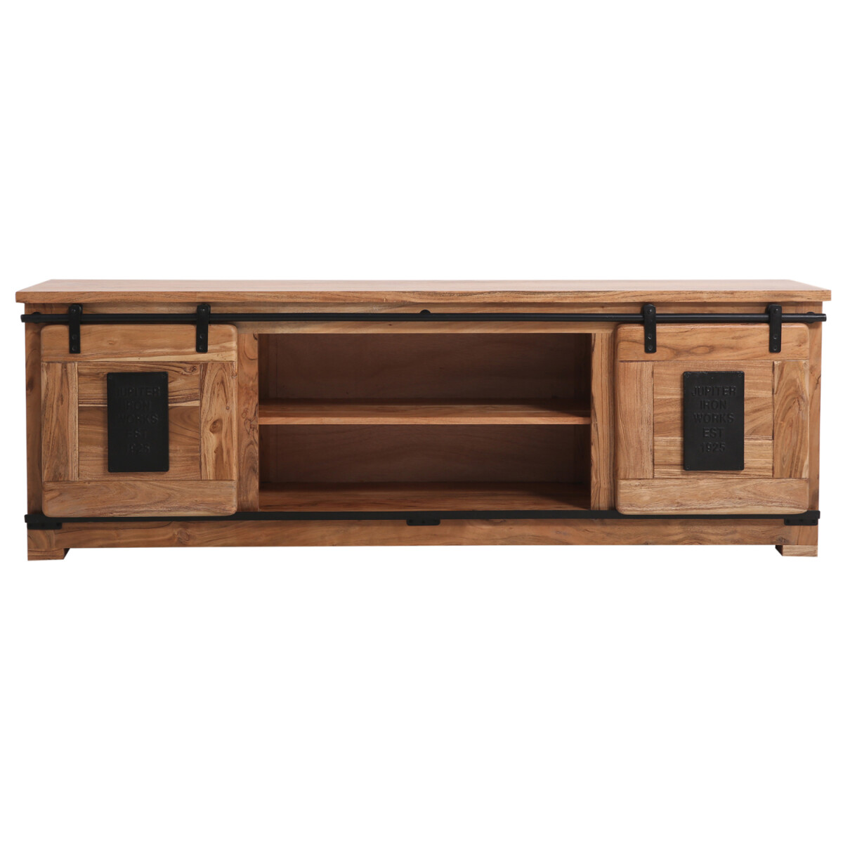 Lowboard ABCDE 180 cm, industrieel design van acaciahout en 