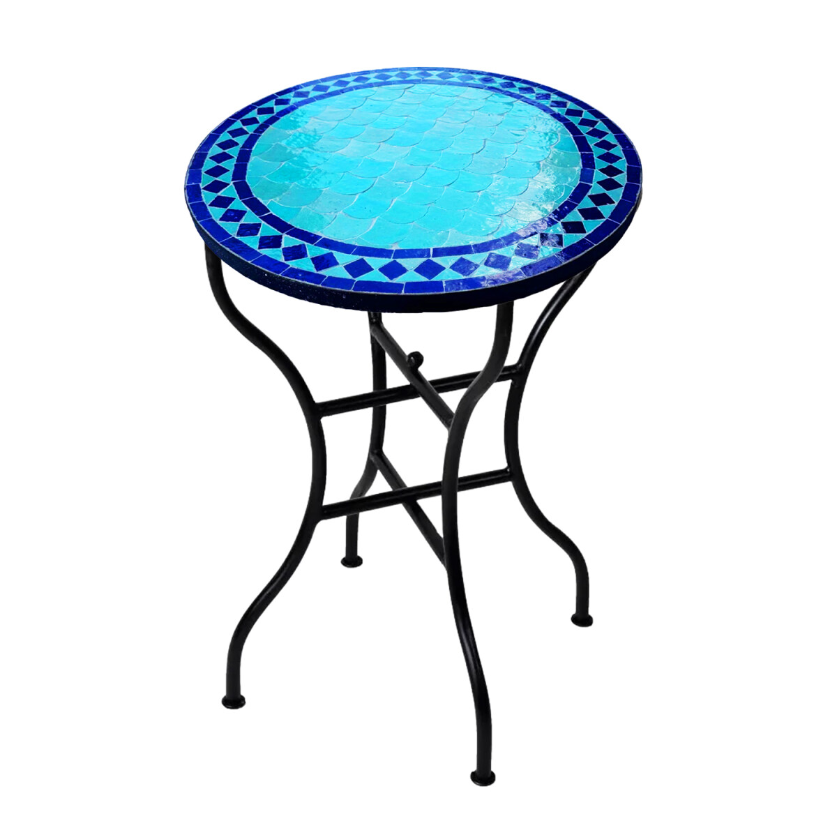 Marokkaanse mozaïektafel Marrakesh blauw-turkoois &Osla