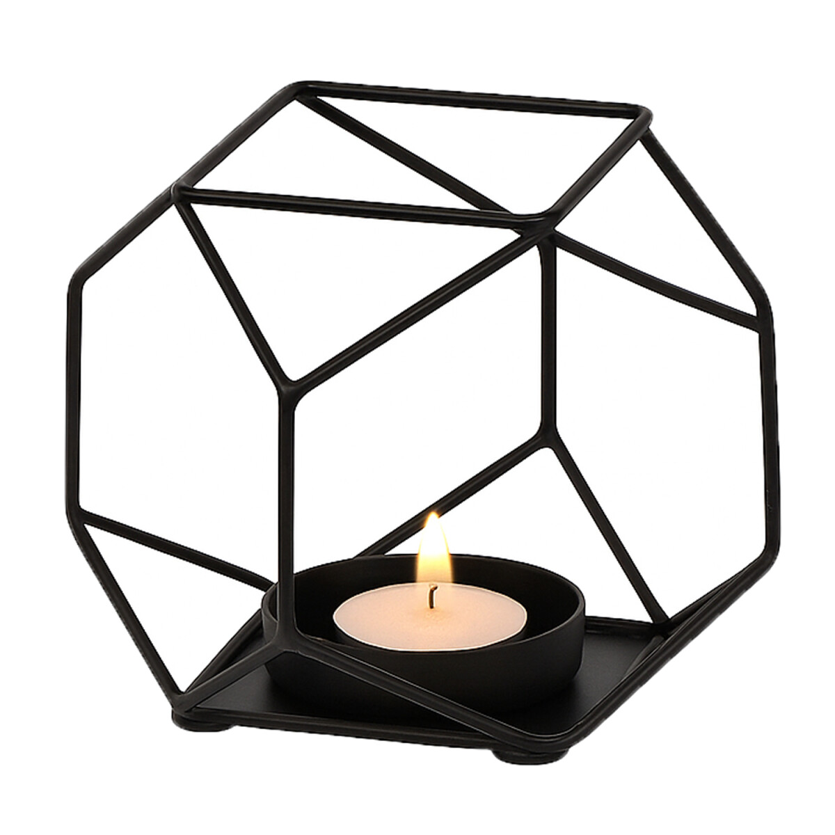 Sarpene -1- metalen theelichthouder, geometrisch, zwart, mod