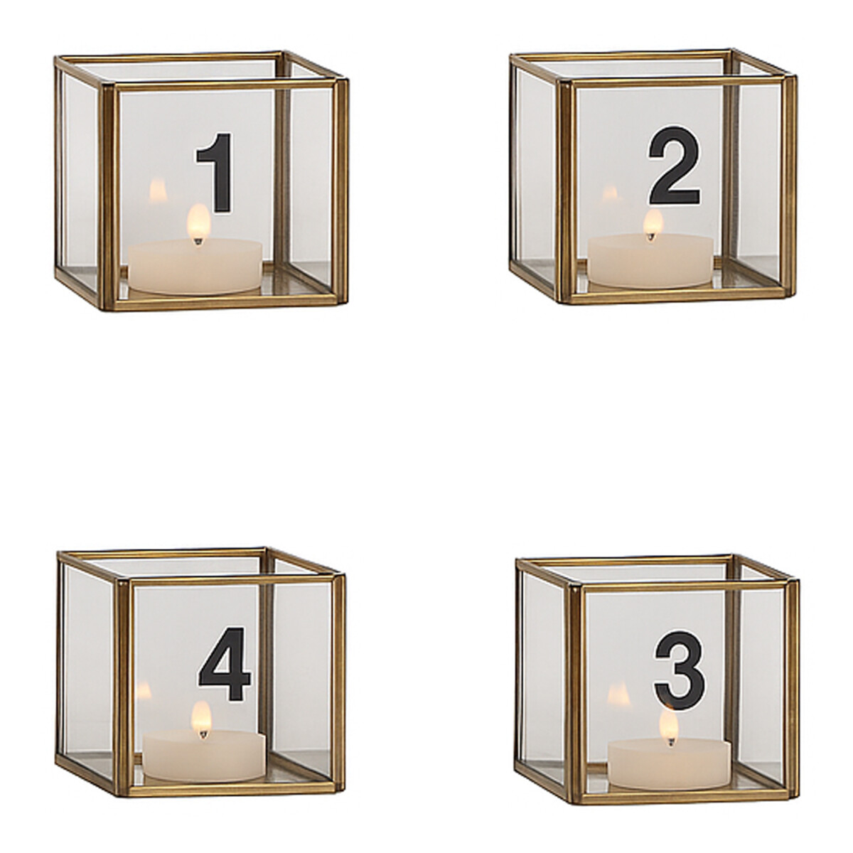 Virimi theelichthouders, set van 4 &ndash; glas en...