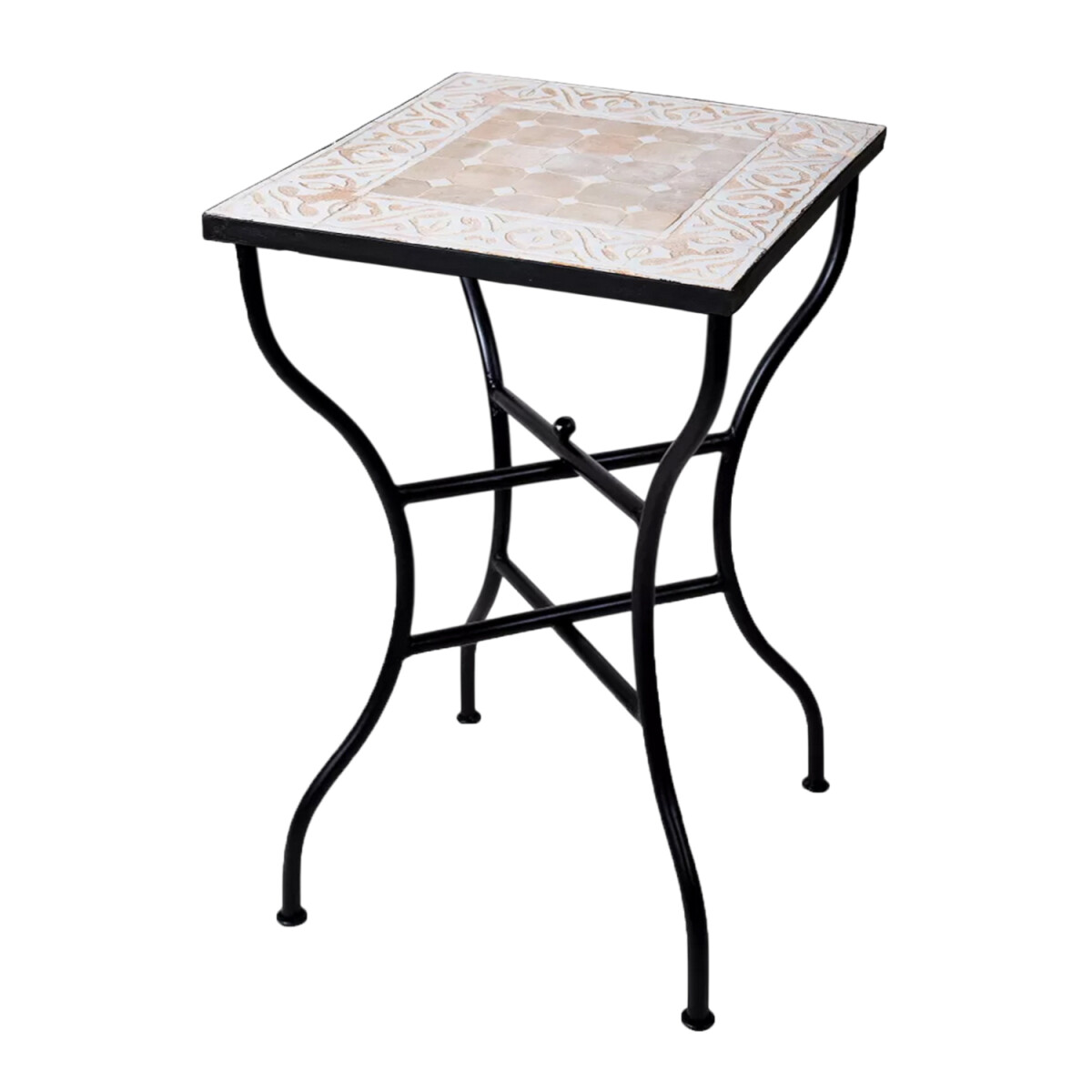 Marokkaanse mozaïektafel Fes beige-wit Ø50x50 cm
