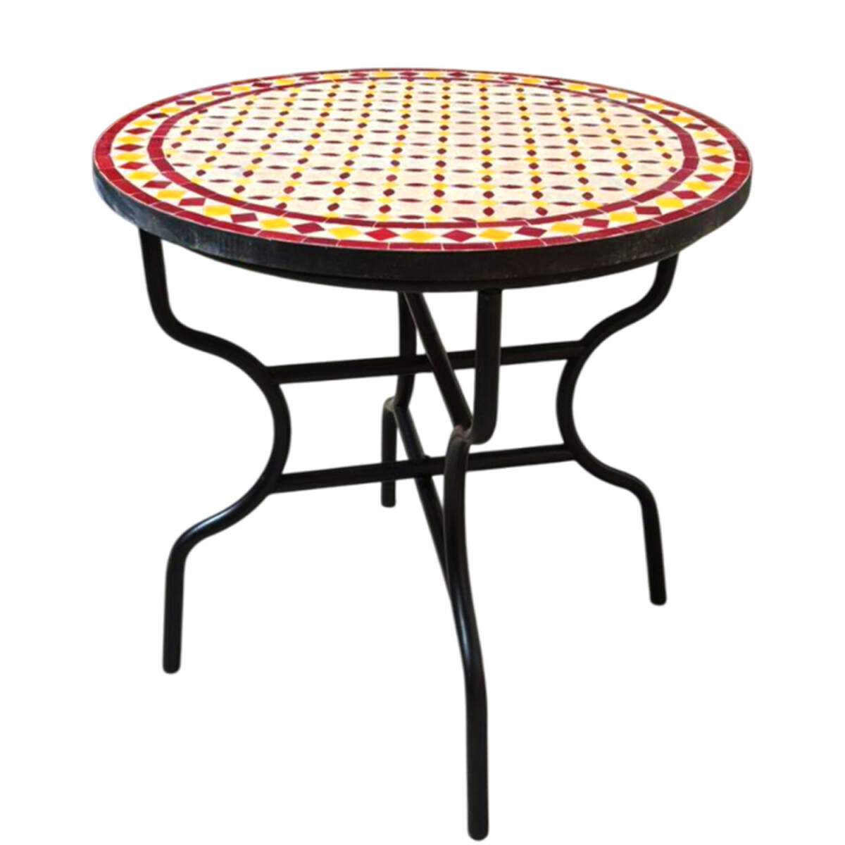 Marokkaanse mozaïektafel Giralda Beige Bordeaux Geel 80