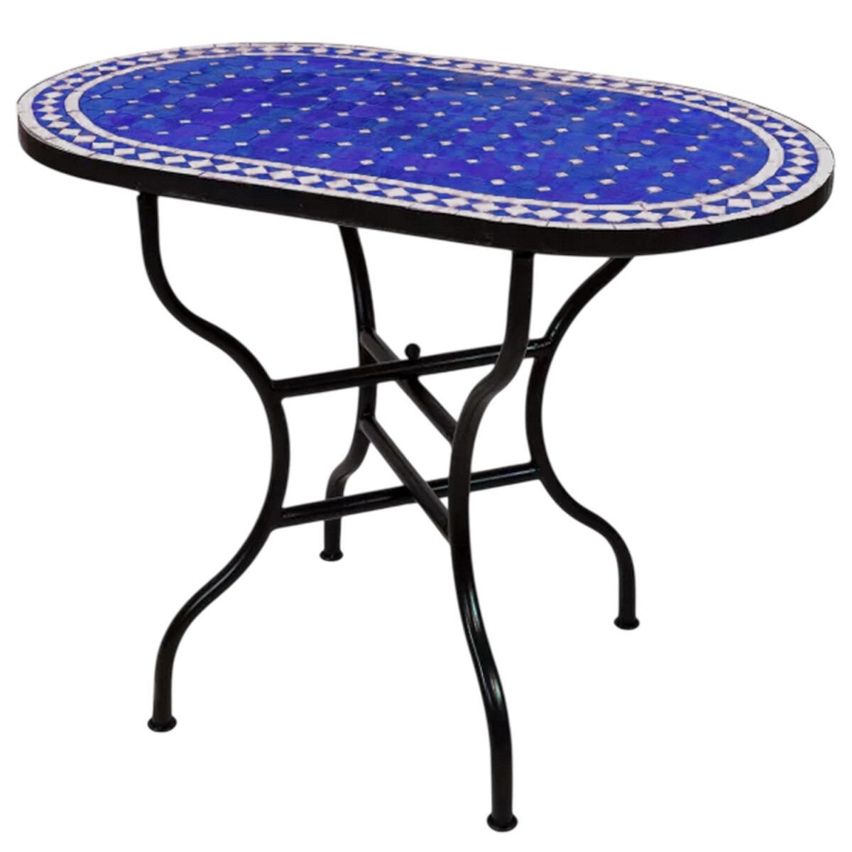 Marokkaanse mozaïektafel Marrakesh Blauw Wit 100x60 cm 