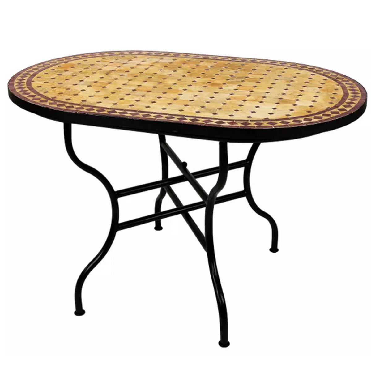 Marokkaanse mozaïektafel Marrakesh Beige Bordeaux 100x6
