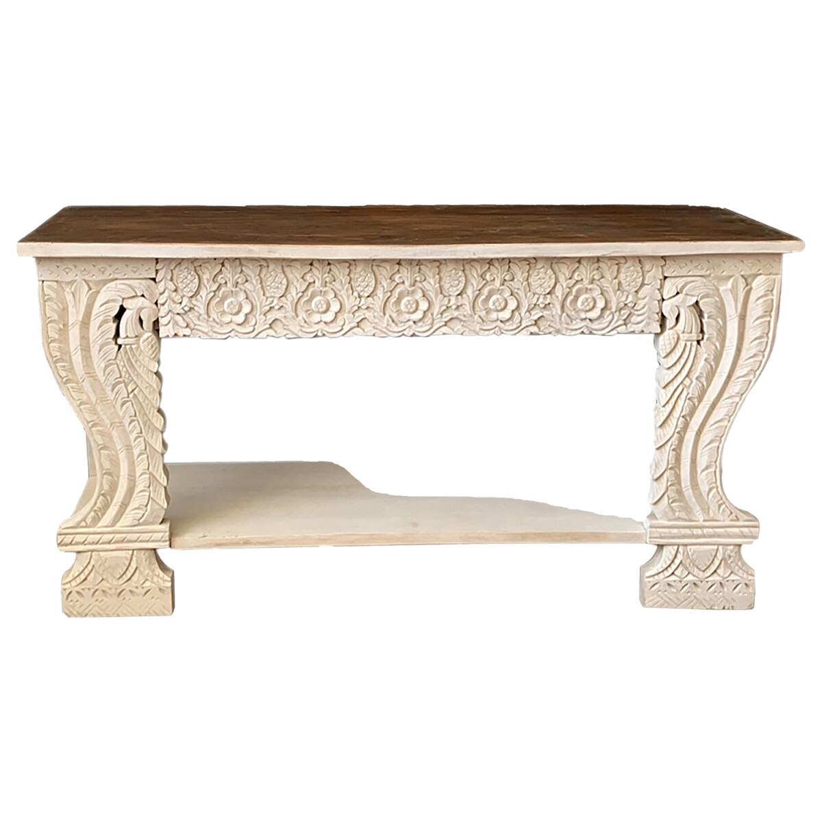 Indiase houten console, massief, model 2 box