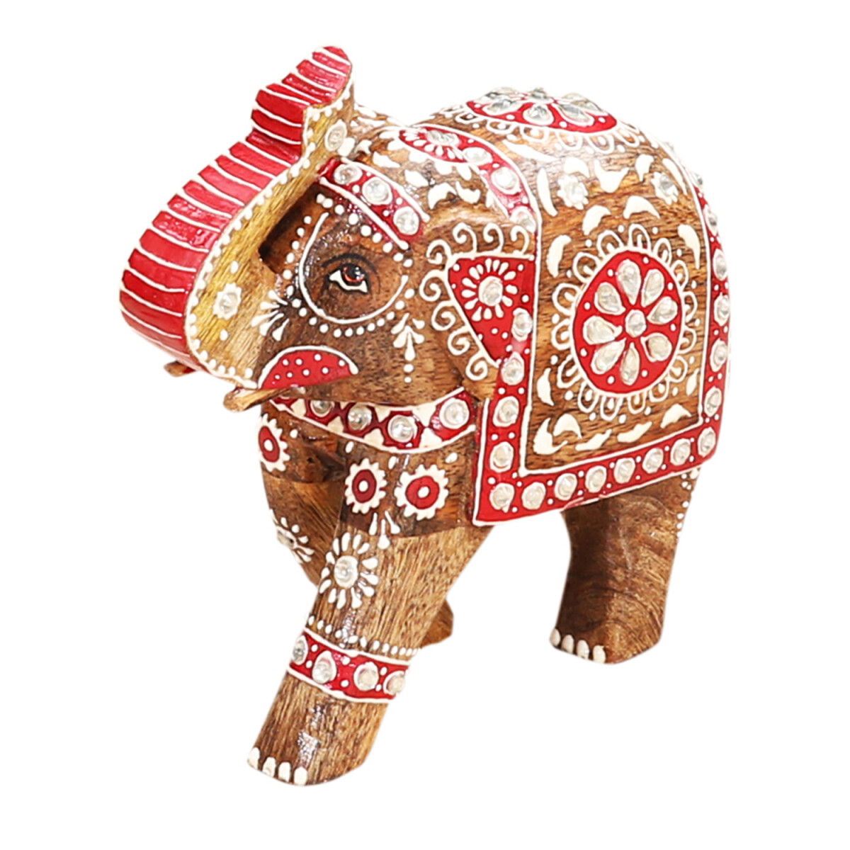 Decoratieve olifant Laksha 19 cm – Handgeschilderd hou